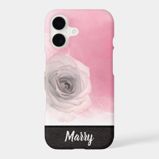 Elegant Chic Monogram Name Stylish Pink Rose