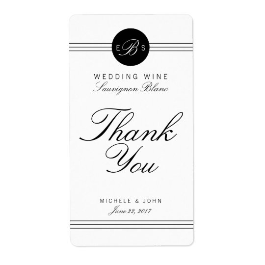 Elegant Chic Monogram Wedding Wine Custom Label Shipping Label