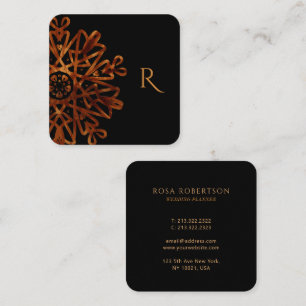 Elegant Chic Monogrammed Ornamental Square Business Card