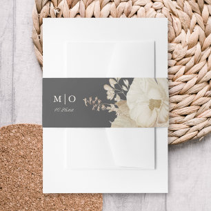 Elegant Chic Moody Boho Floral Wedding  Invitation Belly Band