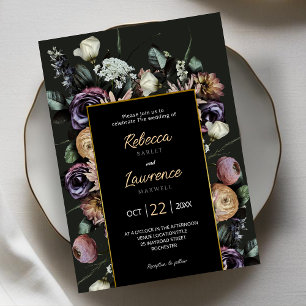 Elegant chic moody florals wedding Invitation