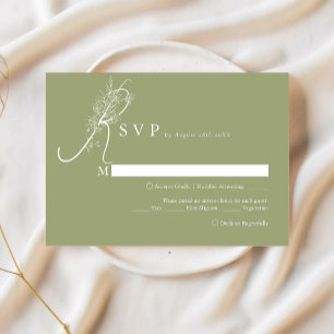Elegant Chic Moss Floral Menu Choice Wedding Rsvp