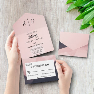 Elegant chic mountain All in One Wedding Invite