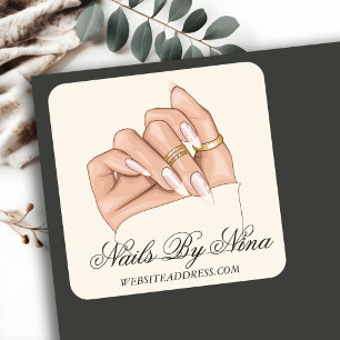 Elegant Chic Nail Salon Manicurist Business Square Sticker