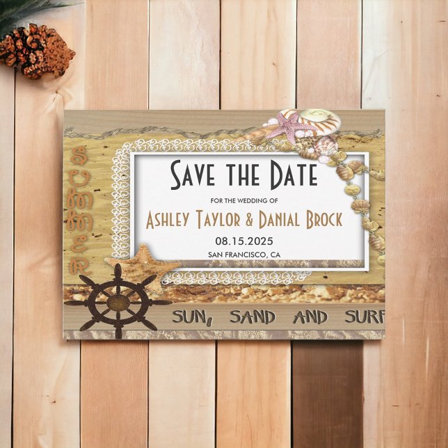 Elegant Chic Navy Coastal Seaside Modern Wedding Save The Date (Creator Uploaded)