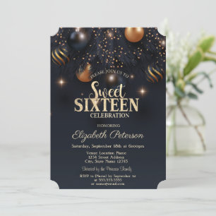 Elegant Chic Ornaments Sweet 16  Invitation