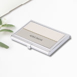 Elegant Chic Pale Pink GreyCopper Line Business Card Holder<br><div class="desc">Elegant business card holder with pale pink/grey stripes and a copper line. You can add your monogram or name to it.</div>