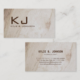 Elegant Chic Pale Taupe Marble Monogrammed Name Business Card