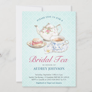 Elegant Chic Pastel Bridal Shower Tea Floral  Invitation