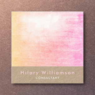 Elegant Chic Pastel Peach Pink Grunge Kraft Square Business Card