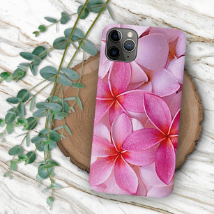 Elegant Chic Pastel Pink Hawaiian Plumeria Flowers iPhone 12 Mini Case