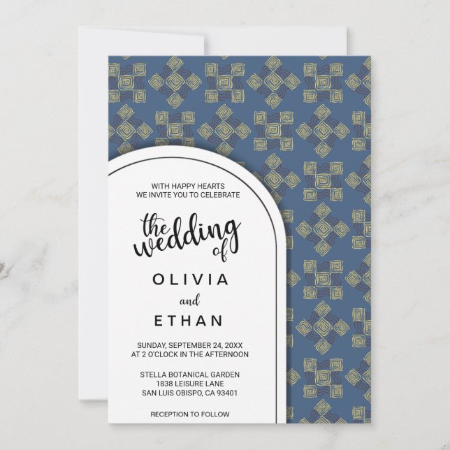 Elegant chic pattern rustic Wedding Invitation (Front)