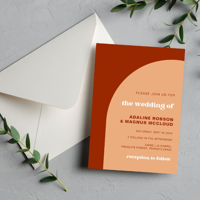 Elegant Chic Peach Terracotta Arch Boho Wedding Invitation (Creator Uploaded)