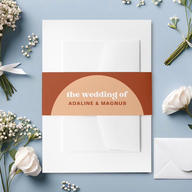 Elegant Chic Peach Terracotta Arch Boho Wedding Invitation Belly Band (Creator Uploaded)