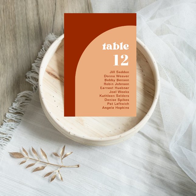 Elegant Chic Peach Terracotta Arch Boho Wedding Table Number (Creator Uploaded)