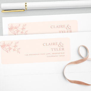 Elegant Chic Peach Wedding Return Address Label