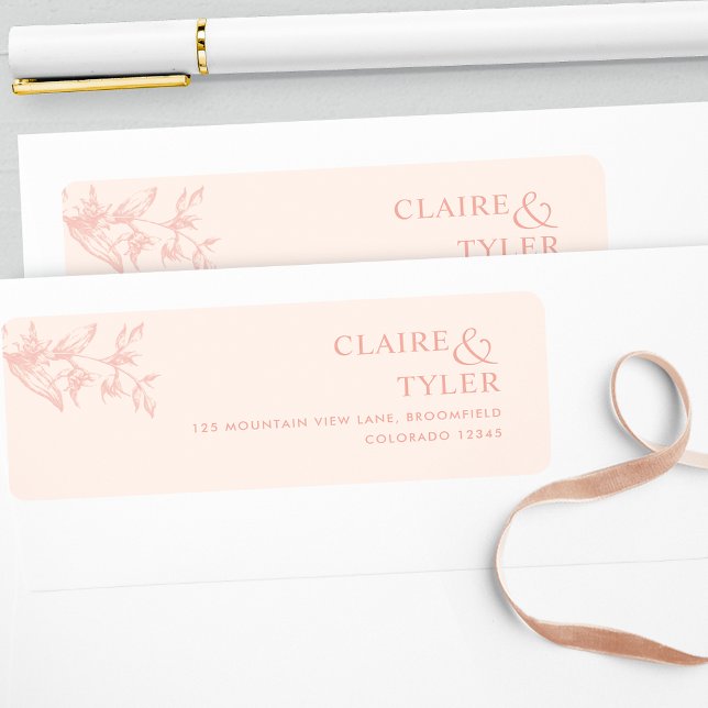 Elegant Chic Peach Wedding Return Address Label (Creator Uploaded)