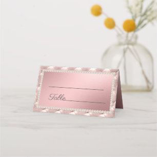 Elegant Chic Pearls Pink Rose Gold  Place Card