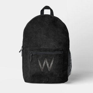 Elegant Chic Personalised Monogram Charcoal Black Printed Backpack