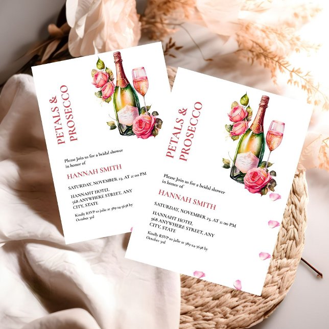 Elegant & Chic Petals and Prosecco Bridal Shower Invitation (Creator Uploaded)