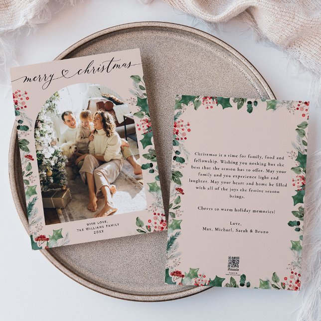 Elegant Chic Photo Christmas Card with Message (Creator Uploaded)