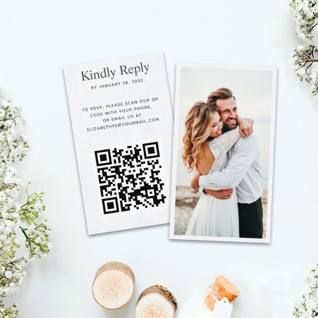 Elegant chic photo QR Code online RSVP  Enclosure  (Creator Uploaded)