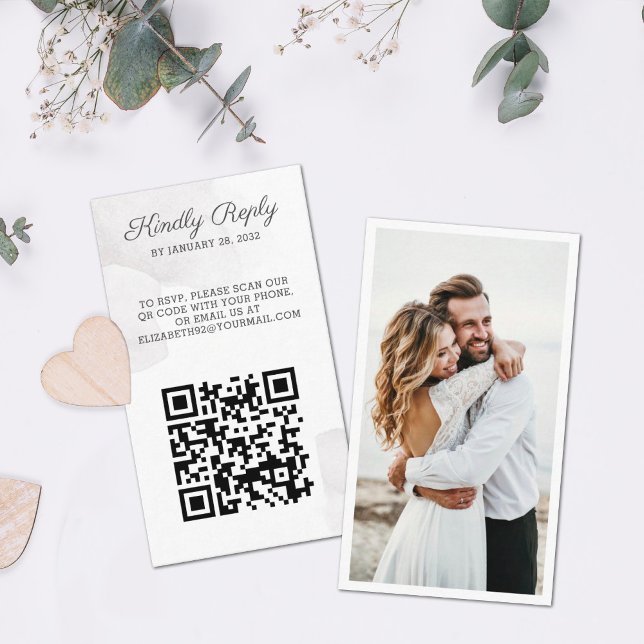 Elegant chic photo QR Code online RSVP Enclosure Card (Creator Uploaded)