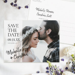 Elegant Chic Photo Wedding Save the Date Custom Announcement Postcard