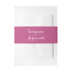 Elegant Chic Pink and White Wedding Invitation Belly Band