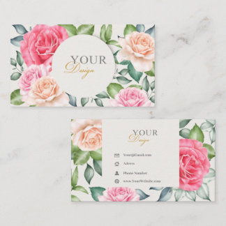 Elegant Chic pink Floral Personal Business Card