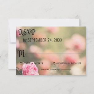 Elegant Chic Pink Flowers Summer Floral Wedding RSVP Card