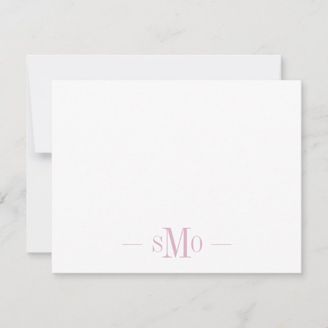 Elegant Chic Pink Monogram 3 Initials  Card (Front)