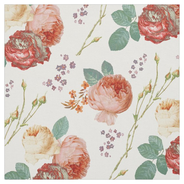 Elegant Chic Pink Roses Floral Pattern Fabric (Swatch)
