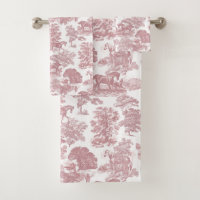 Elegant Chic Pink Rustic Horses Toile