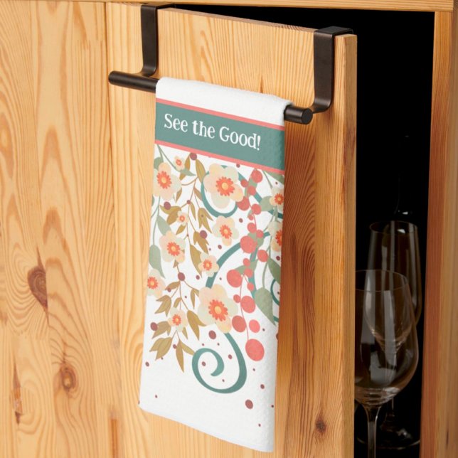 Elegant Chic Pretty Floral Custom Quote Stylish  Tea Towel (Creator Uploaded)