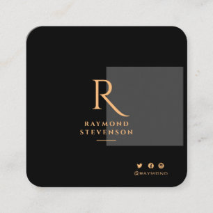 Elegant Chic Professional Gold Monogrammed Busines Square Business Card