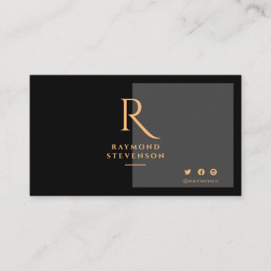 Elegant Chic Professional Gold Monogrammed Business Card