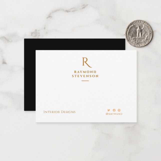 Elegant Chic Professional Gold Monogrammed Card (Front/Back In Situ)