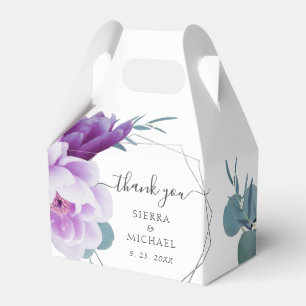 Elegant Chic Purple and Silver Floral Wedding  Favour Box