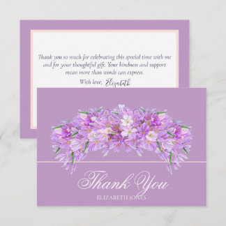 Elegant Chic Purple Crocus Bridal Shower Thank You Card