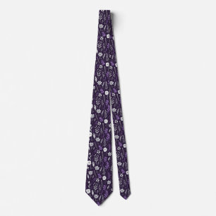 Elegant Chic Purple Flower Floral Tie