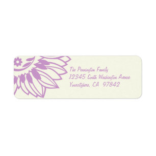 Elegant chic purple flower return address labels