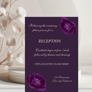 Elegant Chic Purple Roses Wedding Reception Invitation