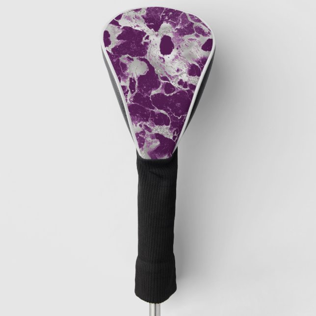 Elegant Chic Purple Violet Abstract Pattern Golf Head Cover (Front)