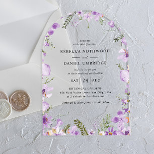 Elegant Chic Purple Wedding Acrylic Invitations