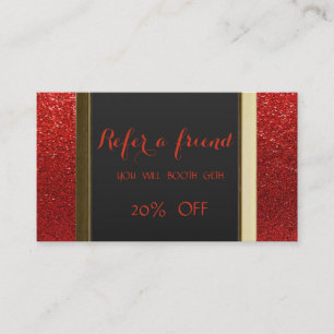 Elegant Chic Red Glittery Referral Card