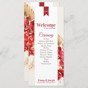 Elegant chic red orchid fall custom Wedding Program