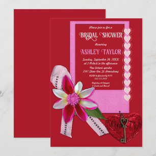 Elegant Chic Red Valentine Romantic Bridal Shower Invitation