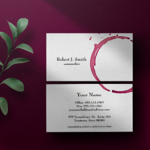 Elegant chic red wine stain Sommelier Business Card