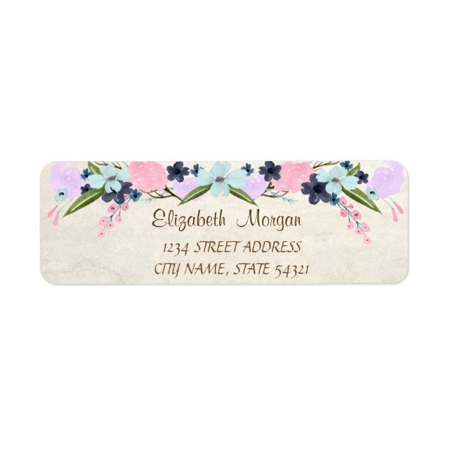 Elegant Chic Romantic, Flowers Address Label Return Address Label (Front)